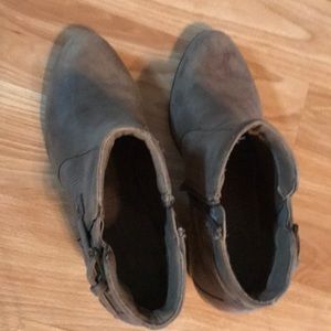 Tan booties with heel